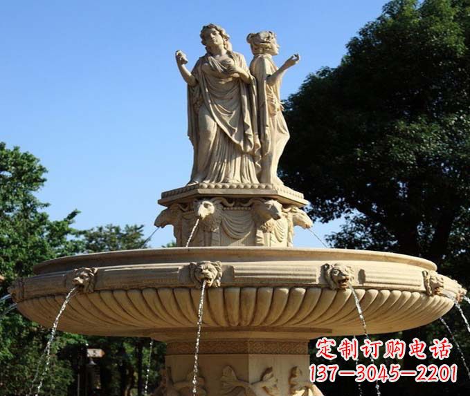 长沙园林景观西方人物喷泉石雕