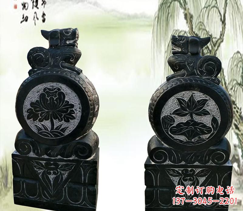 长沙园林貔貅门墩石雕