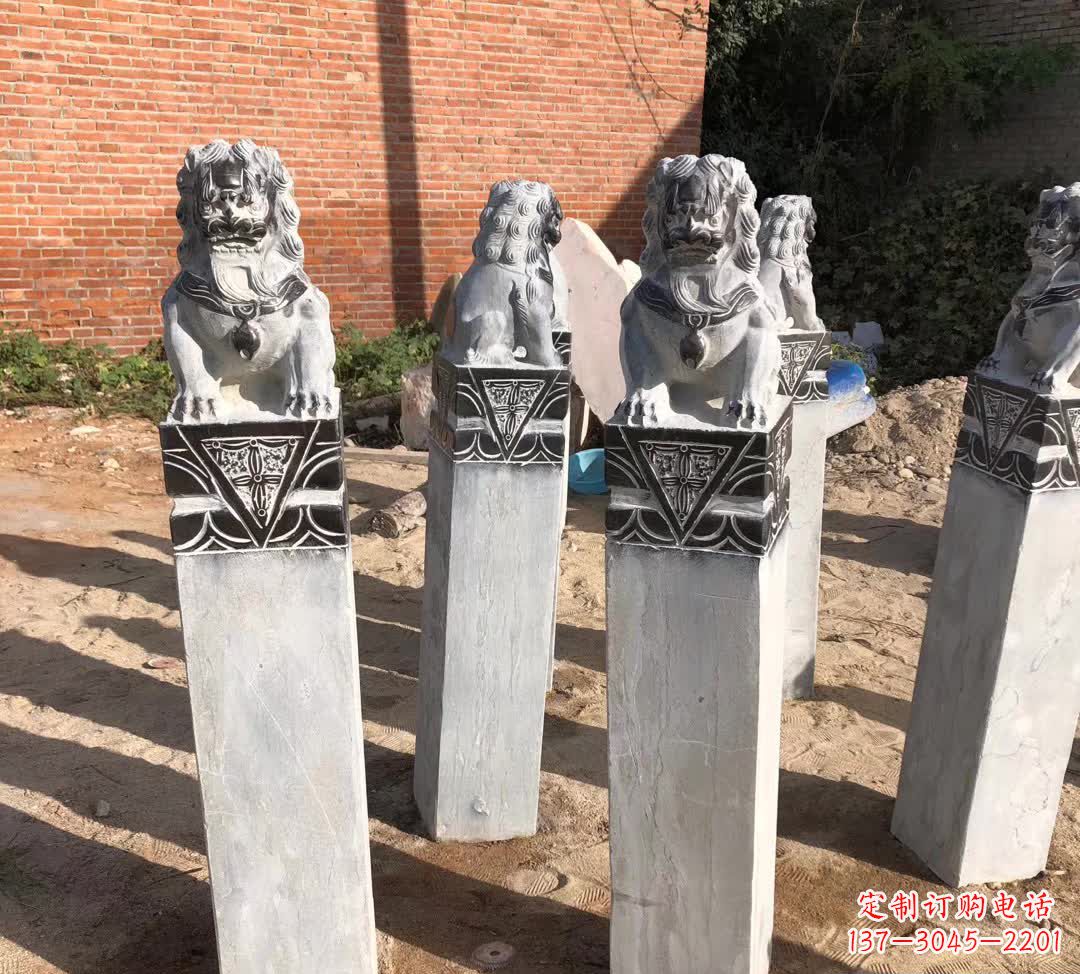 长沙园林石雕狮子拴马桩