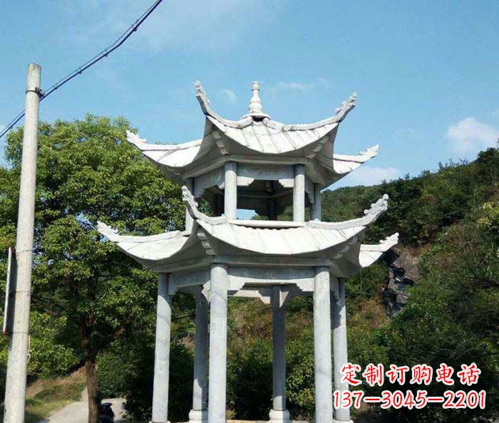 长沙园林双层凉亭石雕