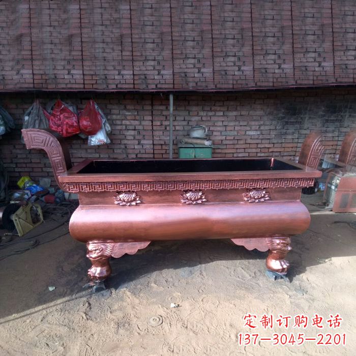 长沙长方形铜香炉