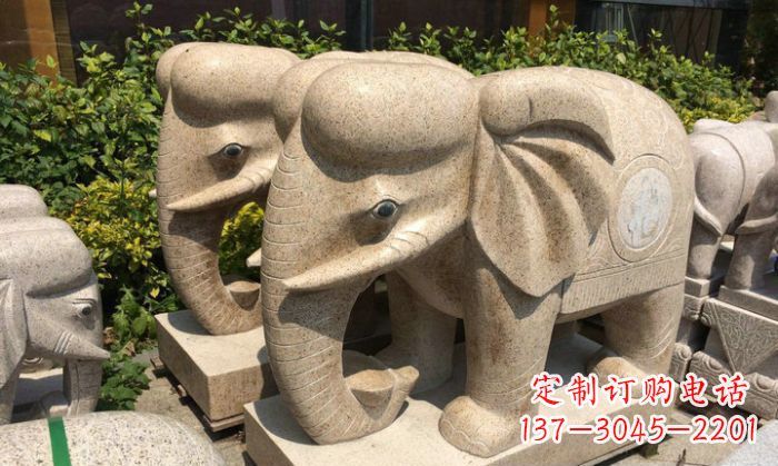 长沙招财进宝砂岩大象石雕