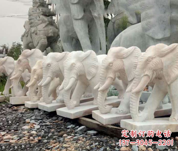 长沙招财晚霞红大象石雕 (3)