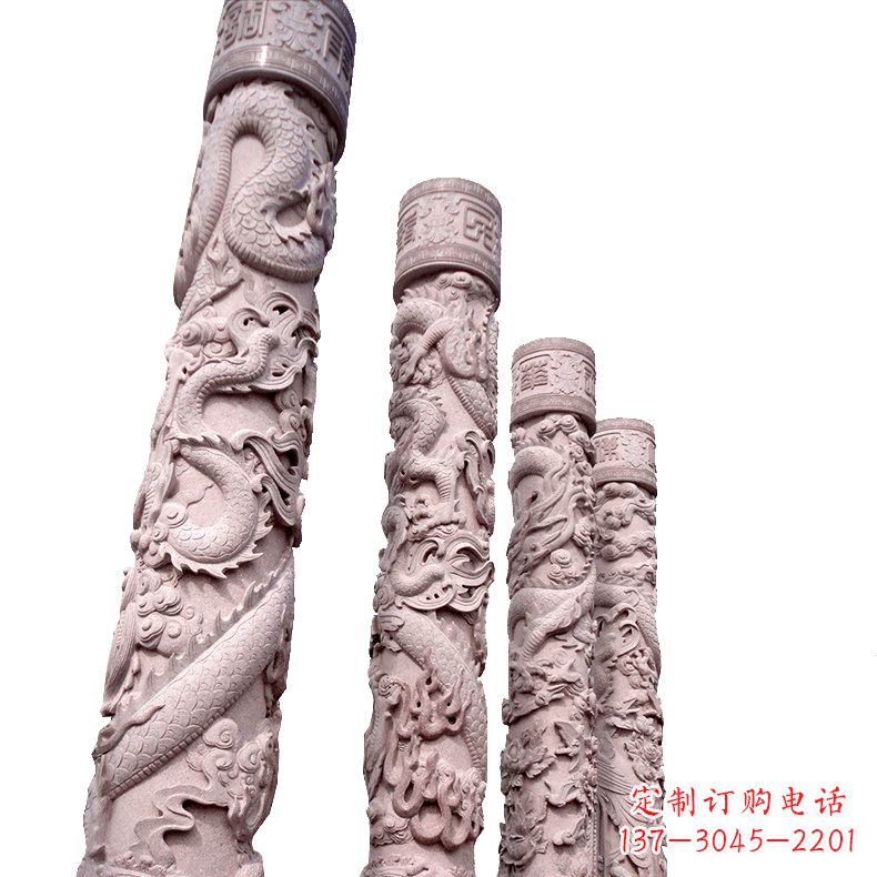 长沙中国传统龙柱石雕