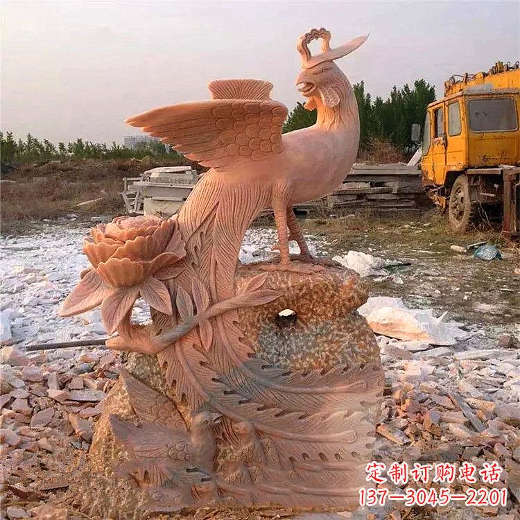 长沙中国古代传说中的瑞鸟凤凰牡丹石雕