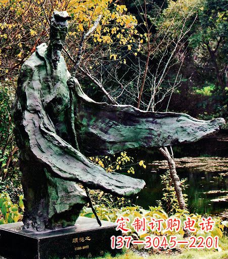 长沙中国历史名人东晋杰出画家诗人顾恺之铜雕像