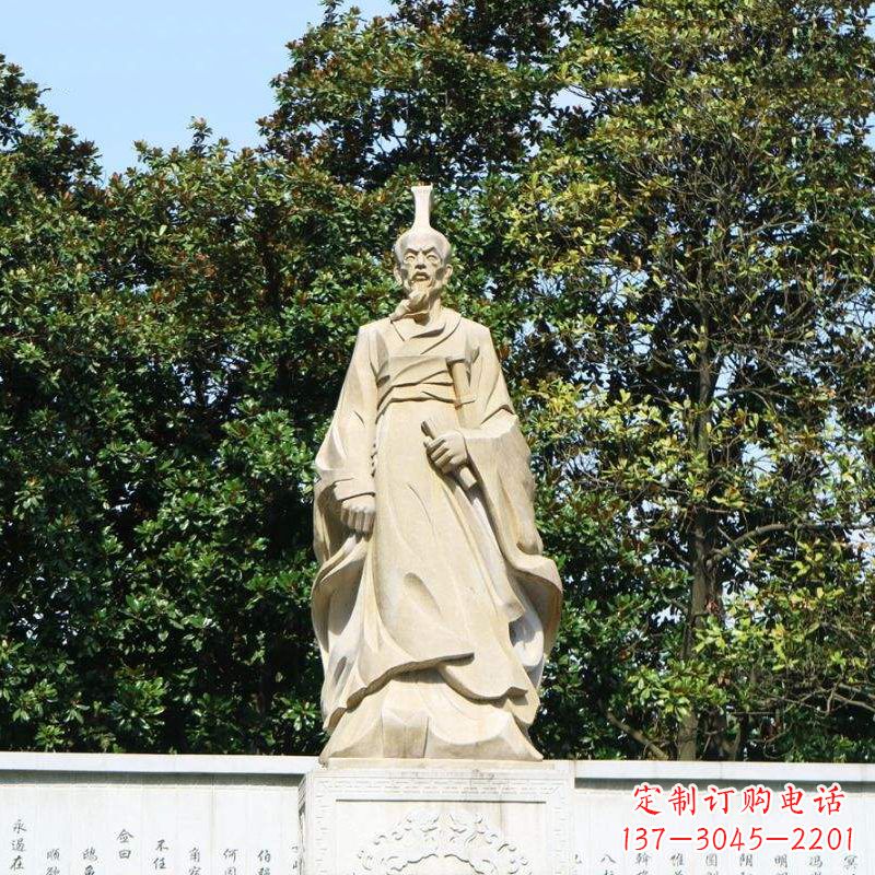 长沙中国名人战国时期楚国诗人屈原砂岩石雕像