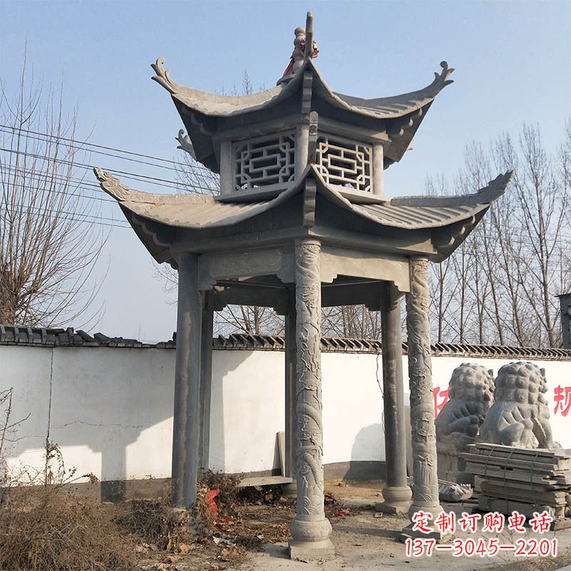 长沙中式双层石雕凉亭