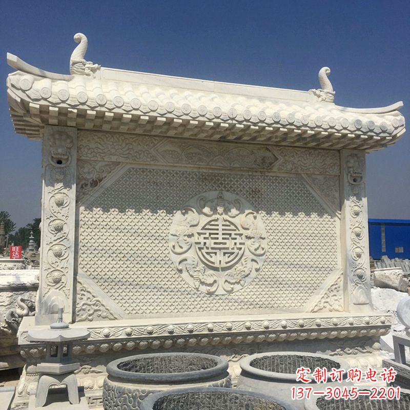 长沙中式庭院影壁石雕-中国古建大门萧墙