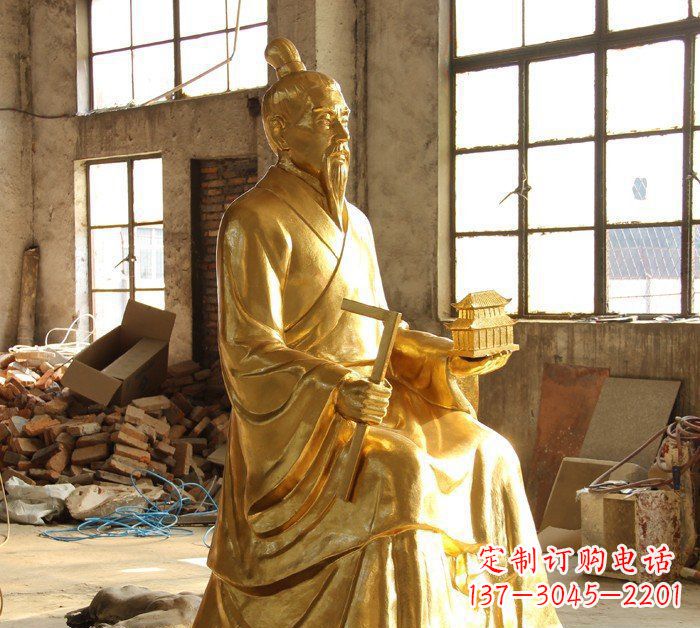 长沙铸铜鲁班古代人物铜雕