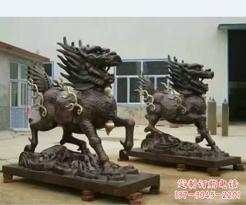 长沙铸铜企业麒麟雕塑