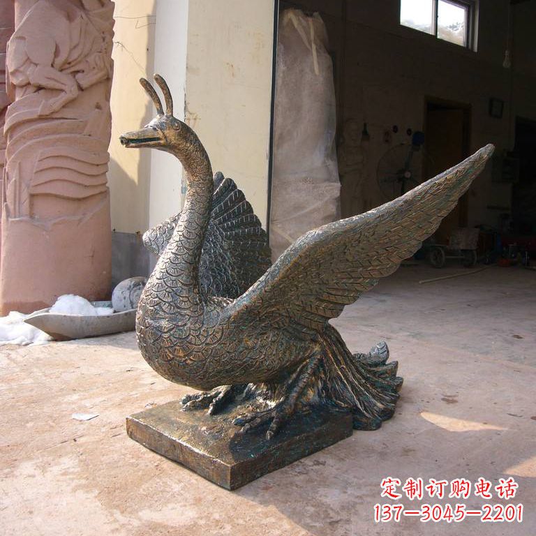 长沙铸铜天之四灵朱雀雕塑摆件