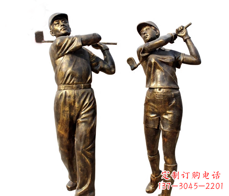 长沙公园打高尔夫人物铜雕