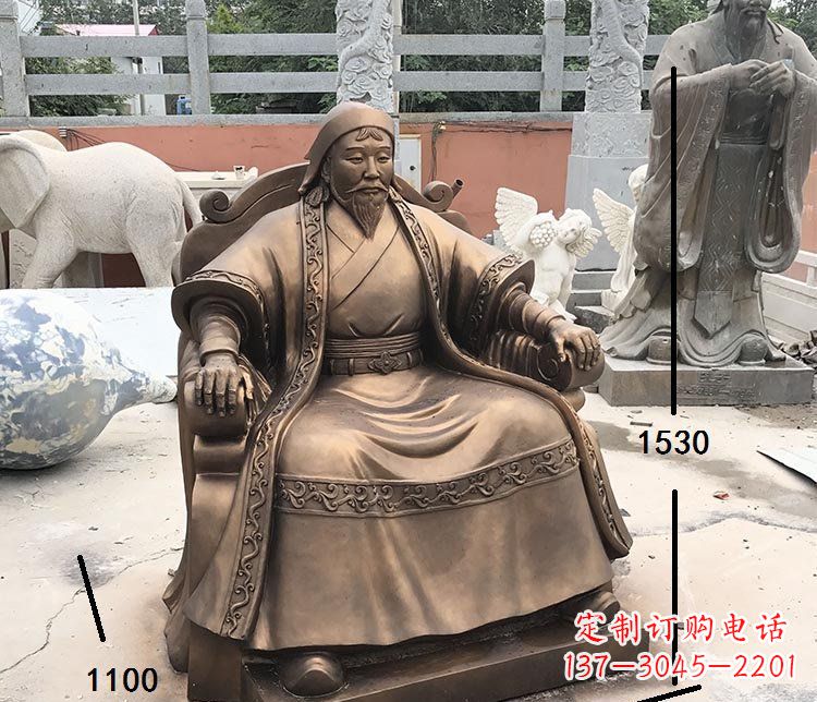 长沙坐式成吉思汗铜雕 (2)