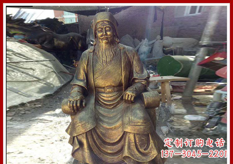 长沙坐式成吉思汗铜雕